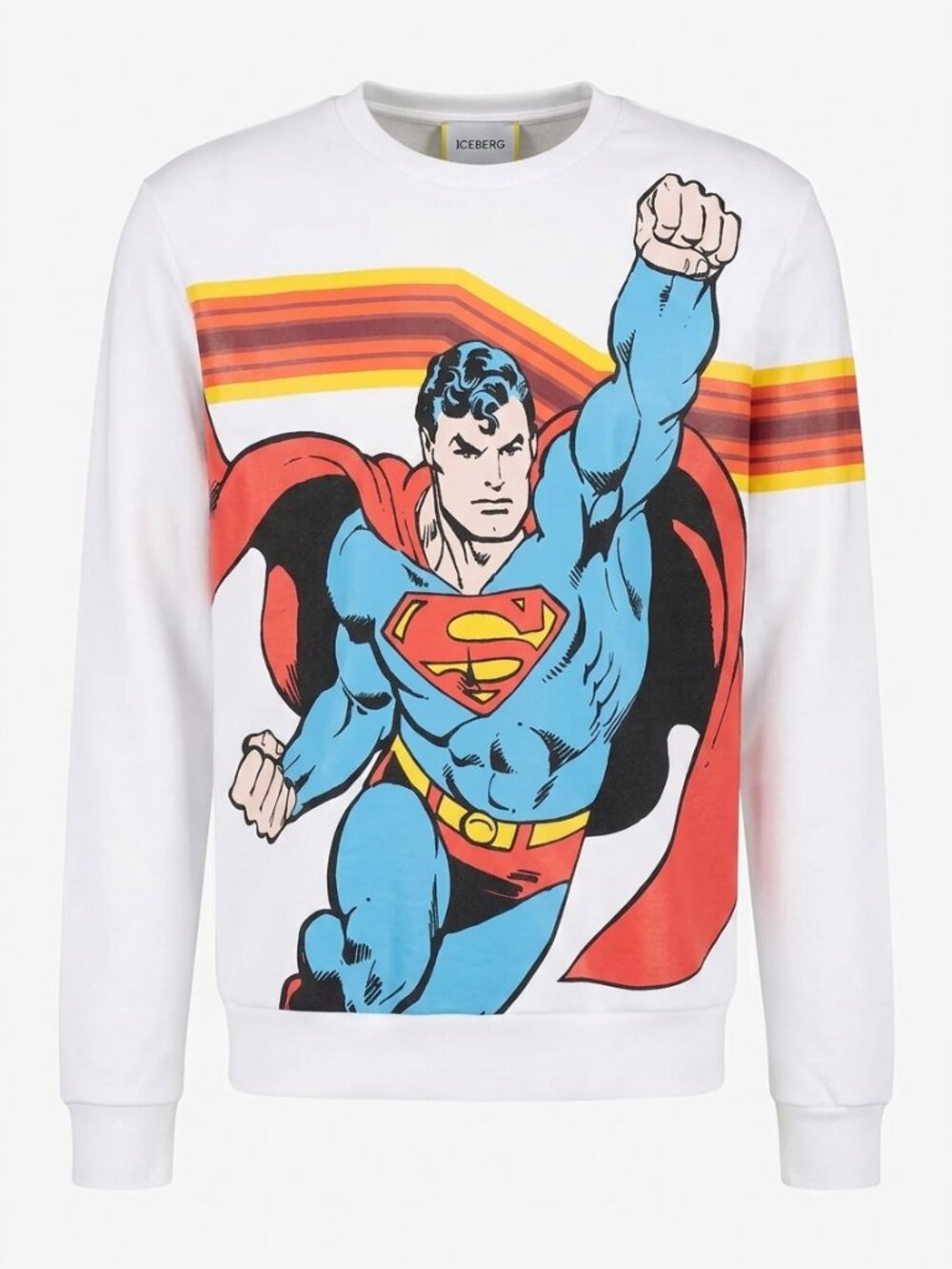 Iceberg Superman Graphic Sweatshirt White Mens Crew Neck Pullover L
